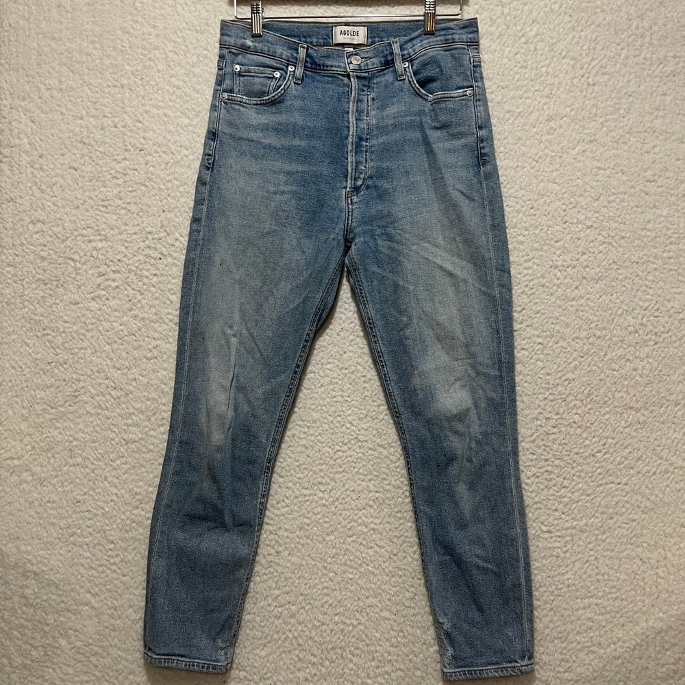 AGOLDE Womens Jeans Size 30x26 High Rise Button Fly Light Wash Denim